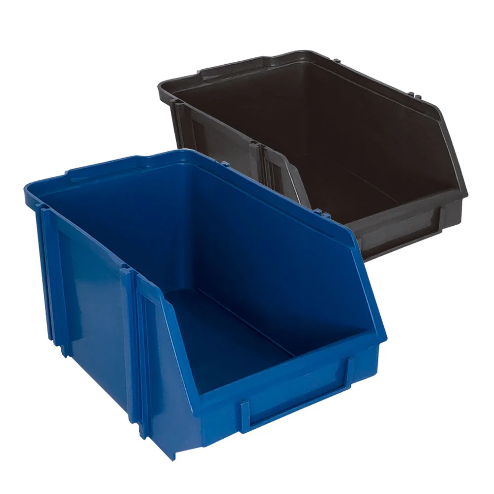 Caixa Bin 07 azul, gaveteiro plástico de 16 litros para organização de peças em almoxarifado - RP PLASS
