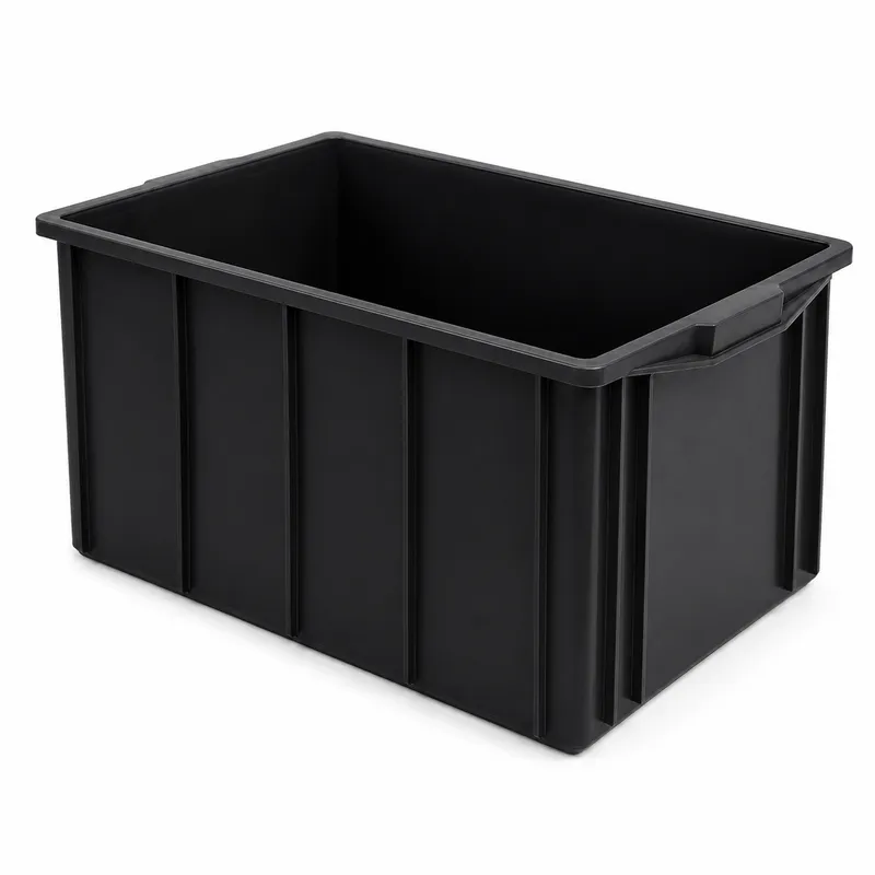 Caixa Fechada 60 Litros caixa plástica industrial na cor Preta para organização e logística - Fabricante RP PLASS