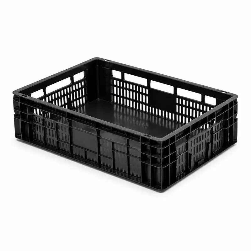 Caixa RP17 Fundo Fechado caixa plástica industrial na cor Preta para organização e logística - Fabricante RP PLASS
