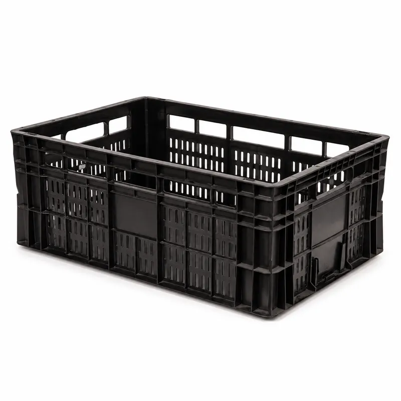 Caixa RP23 Fundo Fechado caixa plástica industrial na cor Preta para organização e logística - Fabricante RP PLASS