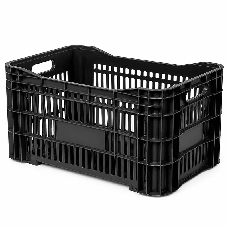 Caixa RP31 Totalmente Aberta caixa plástica industrial na cor Preta para organização e logística - Fabricante RP PLASS